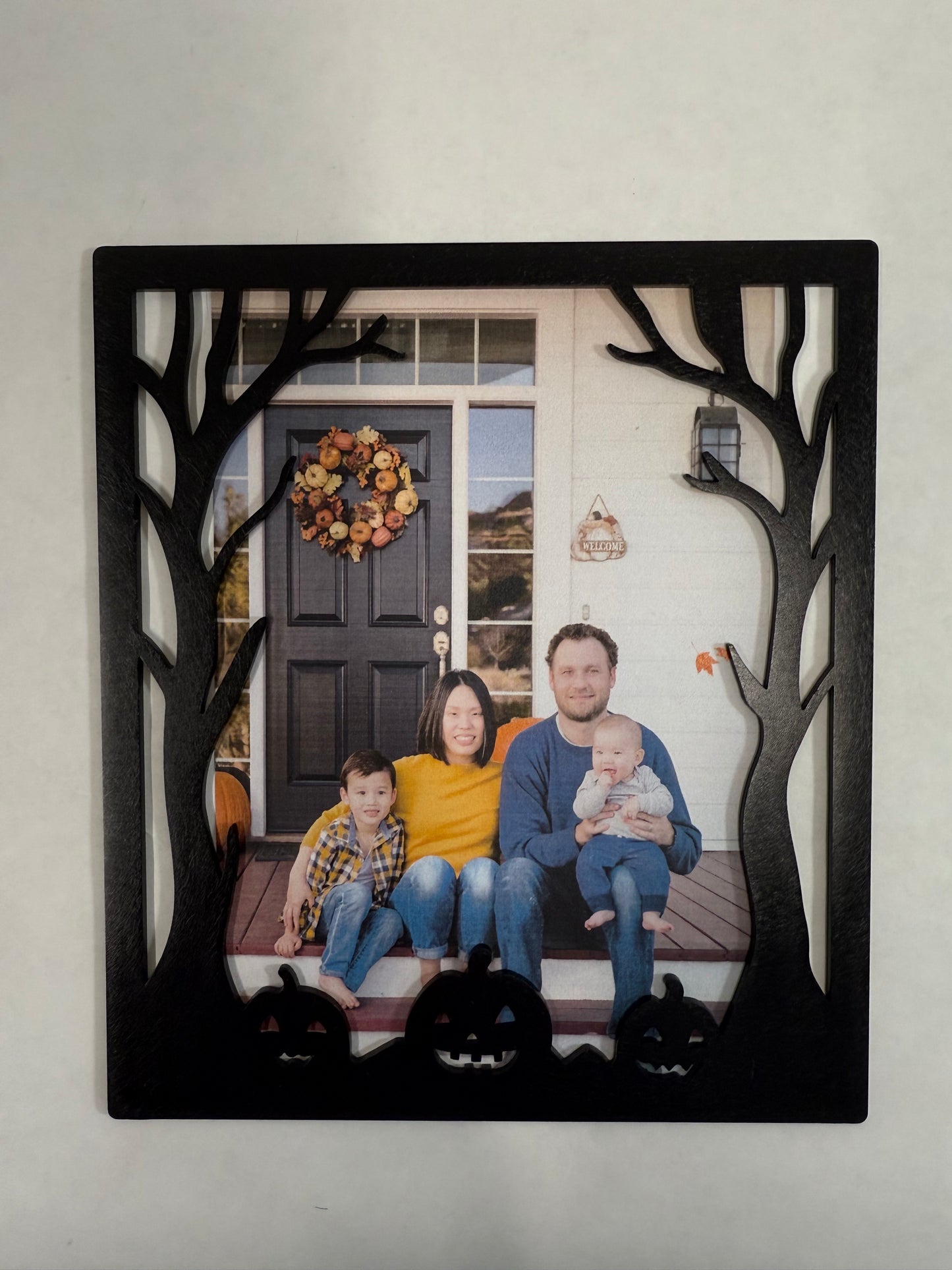 Halloween Metal Photo Frame Magnet: Spooky Tree, Haunted House & Pumpkin Shape Fridge Decor