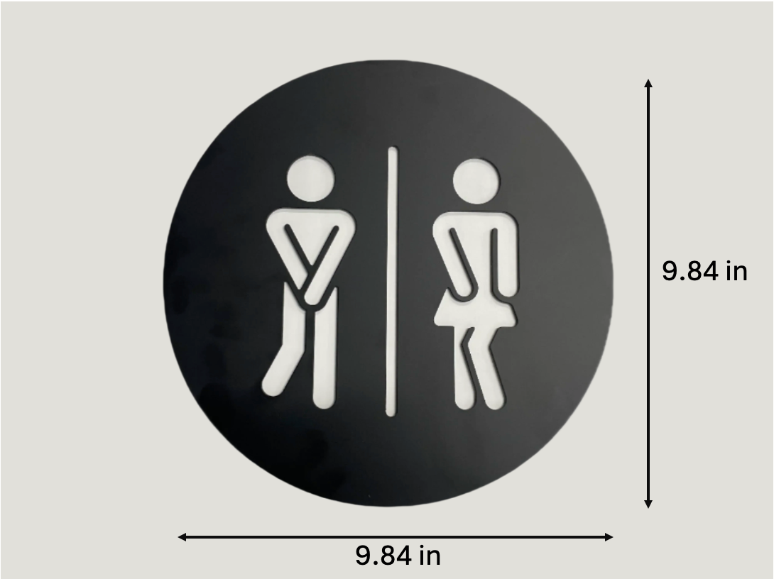 Modern Metal Toilet Door Sign, 9.84 in