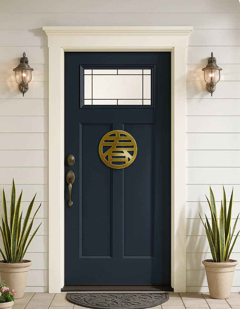 Circle CHUN(春) Metal Wall Decor, 5.9 in*5.9 in